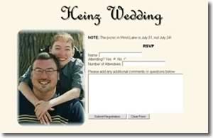 Wedding Registration website screen capture